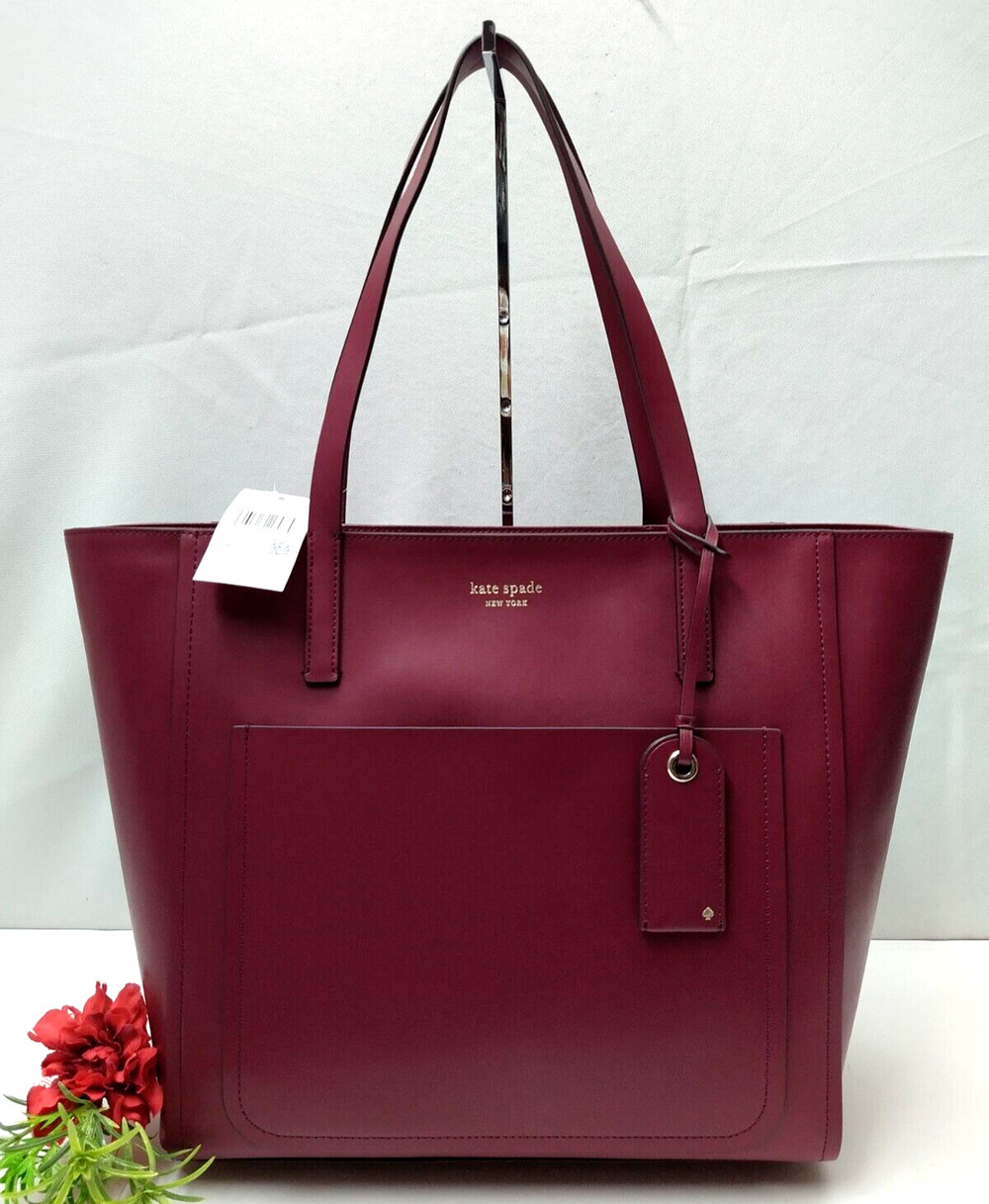 Kate Spade New York Lalena Blackberry Leather Pocket Large ote - NWT $429 - Picture 1 of 16